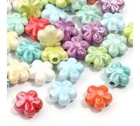 XWNXQ 20-100 Pezzi da 12 mm Perline di Porcellana a Forma di Fiore, Perline distanziatrici in Ceramica Smaltata Colorata, per Creare Gioielli Fai da Te Fatti a Mano con Braccialetti Intrecciati