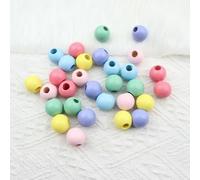 XWNXQ 20-100 Pezzi da 25 mm Perline di Legno Colorate con Foro Grande, Perline di Legno Rotonde sciolte, per bracciali, collane, Decorazioni per la casa e Accessori Fai da Te