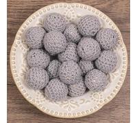 XWNXQ 20 Pezzi da 20 mm Perline di Legno lavorate all'Uncinetto, Perline di Legno Rotonde Vintage Naturali per Braccialetti Fatti a Mano, collane, Portachiavi, Artigianato Fai da Te