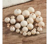 XWNXQ 200 Pezzi 5-20 mm Perline di Legno Naturale, Perline di Legno Rotonde da infilare, per Braccialetti Intrecciati Fatti a Mano con Perline, creazione di Artigianato Fai da Te
