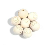 XWNXQ 30/50/100 Pezzi di Perline di Legno Rotonde Stampate da 20 mm con Fori Grandi, Perline di Legno Naturali a Forma di Faccina Sorridente, per bracciali, Orecchini, collane e creazione di Gioielli