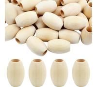 XWNXQ 30 Pezzi 30x20 mm Perline a Foro Grande in Legno Originale, Perline ovali in Legno Sciolto, per Gioielli con Perline Fatti a Mano Fai da Te, Accessori per la Decorazione della casa