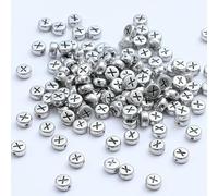 XWNXQ 400 Pezzi 7 mm Argento Acrilico Perline Rotonde con Lettere, Perline sciolte con Lettere retrò, per la creazione di Gioielli Fai da Te, bracciali e collane Intrecciati a Mano