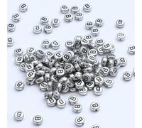 XWNXQ 400 Pezzi 7 mm Argento Acrilico Perline Rotonde con Lettere, Perline sciolte con Lettere retrò, per la creazione di Gioielli Fai da Te, bracciali e collane Intrecciati a Mano
