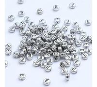 XWNXQ 400 Pezzi 7 mm Argento Acrilico Perline Rotonde con Lettere, Perline sciolte con Lettere retrò, per la creazione di Gioielli Fai da Te, bracciali e collane Intrecciati a Mano
