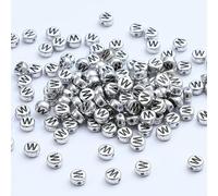 XWNXQ 400 Pezzi 7 mm Argento Acrilico Perline Rotonde con Lettere, Perline sciolte con Lettere retrò, per la creazione di Gioielli Fai da Te, bracciali e collane Intrecciati a Mano