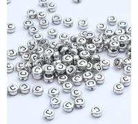 XWNXQ 400 Pezzi 7 mm Argento Acrilico Perline Rotonde con Lettere, Perline sciolte con Lettere retrò, per la creazione di Gioielli Fai da Te, bracciali e collane Intrecciati a Mano