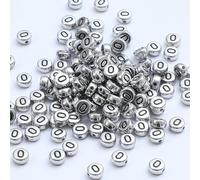 XWNXQ 400 Pezzi 7 mm Argento Acrilico Perline Rotonde con Lettere, Perline sciolte con Lettere retrò, per la creazione di Gioielli Fai da Te, bracciali e collane Intrecciati a Mano
