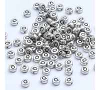 XWNXQ 400 Pezzi 7 mm Argento Acrilico Perline Rotonde con Lettere, Perline sciolte con Lettere retrò, per la creazione di Gioielli Fai da Te, bracciali e collane Intrecciati a Mano