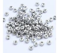 XWNXQ 400 Pezzi 7 mm Argento Acrilico Perline Rotonde con Lettere, Perline sciolte con Lettere retrò, per la creazione di Gioielli Fai da Te, bracciali e collane Intrecciati a Mano