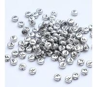 XWNXQ 400 Pezzi 7 mm Argento Acrilico Perline Rotonde con Lettere, Perline sciolte con Lettere retrò, per la creazione di Gioielli Fai da Te, bracciali e collane Intrecciati a Mano