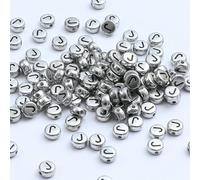 XWNXQ 400 Pezzi 7 mm Argento Acrilico Perline Rotonde con Lettere, Perline sciolte con Lettere retrò, per la creazione di Gioielli Fai da Te, bracciali e collane Intrecciati a Mano