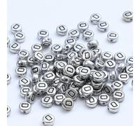 XWNXQ 400 Pezzi 7 mm Argento Acrilico Perline Rotonde con Lettere, Perline sciolte con Lettere retrò, per la creazione di Gioielli Fai da Te, bracciali e collane Intrecciati a Mano