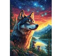 XWolf in A Magical Forest at Sunset Puzzle 300 Pezzi Rompicapo Creativo Artistico Wildlife Pet Stimolo Della Creatività Attività Per Il Tempo Libero Regalo Per Persone Creative 300 PCS