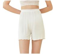 XWSM Pantaloncini Da Donna 100% Seta Di Gelso Boxer Intimo Pantaloncini Traspiranti Mutandine Morbide E Larghe For Il Sonno (Color : White, Size : L/Large)