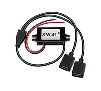 XWST DC DC 8V-22V a 5V Convertitore di Tensione 2xUSB 3A 15W 12V a 5V Convertitore Adattatore Connettore Buck Convertitore Step-down per Auto Moto Bicicletta E-Bike Convertitore di Potenza Caricatore