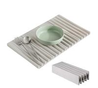 XWUX Tappetino Scolapiatti Silicone, Tappeto Scolapiatti Cucina Pieghevole, Resistente al Calore e Antiscivolo, Progettazione Efficace del drenaggio, Senza BPA, 40 X 25 cm (Grigio)