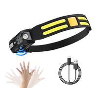 XWUX Torcia Frontale Led Ricaricabile, Con Sensore Di Movimento, 230°Angolo Ampio, 5 Modalità Di Illuminazione, Adatta Per Campeggio, Corsa, Pesca, Escursionismo, Lavoro All'Aperto (6104)