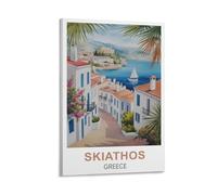 XWYMXZ Stampa artistica da parete su tela, motivo: Skiathos, Grecia, vintage, 40 x 60 cm, decorazione moderna per la camera da letto