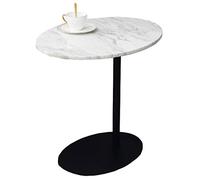 Base in Metallo Tavolini Piccoli, A Forma Ovale Tavolino in Marmo, Semplice Tavolo da Pranzo/Cocktail per Balcone Soggiorno, 50 x 38 x 50 cm