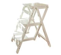 XWZJY Casa Scaletta di Legno Pieghevole Sgabello a 3 gradini con Pedale Largo addensante Multiuso Scaffale di stoccaggio Sedia per Scale, Carico Massimo 150 kg (Colore: Bianco)