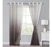 XWZO - Tende in voile con occhielli, set da 2 per camera da letto e soggiorno, tende a pannello con sfumature, tende trasparenti ombre con maniglia per arricciare, 245 x 140 cm (altezza x larghezza