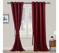 XWZO Tende oscuranti con occhielli, 2 pezzi, con fermatenda, opache, per camera da letto, camera da letto, ufficio, 290 x 140 cm, Bourgogne