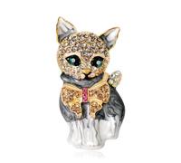 XWZSHMH Spilla smaltata a forma di gatto, da donna, con strass, elegante, a forma di gattino, Medio, Metallo, Agata