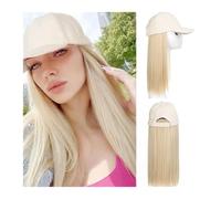 XXAD553TY Parrucca Cappello Regolabile Moda Berretto da Baseball Bianco Sporco con Parrucca Capelli Lunghi Sintetici Estivi da Donna in Un Unico Pezzo(107-01)