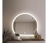 Xxbbyubo 50/60cm LED Semicerchio Specchio Decorativo da Parete con Illuminazione, 70/80cm Moderno Antiappannamento Specchio da Bagno, 3 Colori di Luce(90cm/36in)