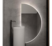 Xxbbyubo 60x120cm Specchio Vanity a Mezza Luna, Specchio da Bagno Antiappannamento, Specchio da Parete Retroilluminato, Specchio Cosmetico Intelligente, Specchio da Trucco con Interruttore Tattile(Rig