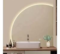 Xxbbyubo 70-100cm Semicerchio Specchio da Parete con 3 Colori di Luce, senza Cornice Specchio da Bagno Anti-Appannamento e Dimmerabile, Retroilluminato(Left,28"x28")