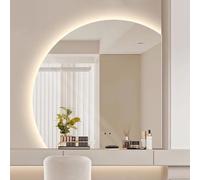 Xxbbyubo 80cm 3 Colori Semicerchio Specchio da Parete, Dimmerabile Anti-Appannamento Specchio da Bagno, 90/100cm senza Cornice per Decorazioni Casa(Left,80cm/32)