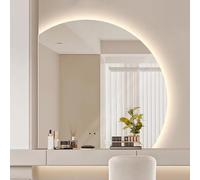 Xxbbyubo 80cm 3 Colori Semicerchio Specchio da Parete, Dimmerabile Anti-Appannamento Specchio da Bagno, 90/100cm senza Cornice per Decorazioni Casa(Right,80cm/32)