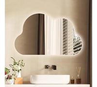 Xxbbyubo 90cm Irregolare Specchio da Bagno Retroilluminato, 3 Colori Dimmerabile Specchio Vanity, senza Cornice 70/80cm, Anti-Nebbia con Interruttore Tattile(28"/70cm)