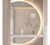 Xxbbyubo Antiappannamento Specchio Cosmetico con Luce, Specchio a Mezza Luna da Bagno con 3 Colori Dimmerabile, Antideflagrante/senza Cornice(Cut left,80x120cm)