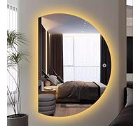 Xxbbyubo Dimmerabile Anti-Appannamento Specchio da Parete per Bagno, 90/100/120cm Semicerchio Specchio Decorativo con Illuminazione a 3 Colori(Leftcut,51x35inch)