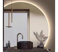 Xxbbyubo Dimmerabile Specchietti Retroilluminato senza Cornice100cm, Antiappannamento 3 Colori Specchio da Bagno a Mezza Luna a Parete 70/80/90cm(Left Under cut,80cm)