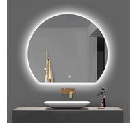 Xxbbyubo Dimmerabile Specchio da Parete 3 Colori, Semicerchio Irregolare Specchio da Parete, Intelligente Antiappannamento con Interruttore Tattile per Bagno e Doccia(Under cut,40inch)