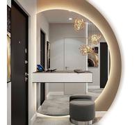 Xxbbyubo Dimmerabile Specchio da Parete Anti-Nebbia da Bagno con Interruttore Tattile, Semicerchio senza Cornice Specchio Decorativo 90-130cm(Right Half,39"x28")