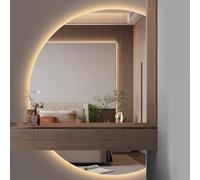 Xxbbyubo Dimmerabile Specchio da Parete Cosmetico, 3 Colori Semicerchio Specchio a Figura Intera, Intelligente Antiappannamento per Bagno(Right cut,47"/120cm)