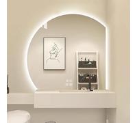 Xxbbyubo Grand LED Specchio da Bagno Antiappannamento, Semicerchio Specchi Decorativi Retroilluminato, Dimmerabile per Bagno Camera da Letto Trucco(Left,90cm)