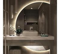 Xxbbyubo Grand LED Specchio da Parete, Dimmerabile Intelligente Specchio da Bagno con Controllo Tattile, 130cm Semicerchio Specchio da Trucco con Antinebbia(Left,51x35in)