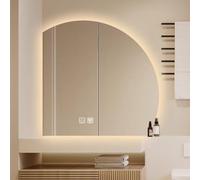 Xxbbyubo Grand LED Specchio Vanity con Luce, 3 Colori Dimmerabile Specchi Decorativi Semicerchio, Anti-Appannamento per Bagno, Interruttore Tattile(Left Under cut,90cm)