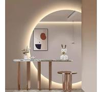 Xxbbyubo Grand Semicerchio Specchio da Parete, 120/130cm Dimmerabile Specchio da Bagno senza Cornice, Intelligente Anti-Nebbia, Retroilluminato(Left half,80x120cm)