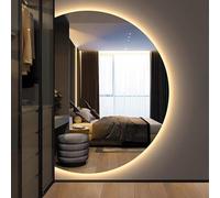 Xxbbyubo Grand Specchio a Figura Intera a Mezza Luna 130cm, LED Dimmerabile Illuminato Specchio da Parete con Antiappannamento(Right half,43inch)