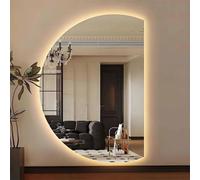 Xxbbyubo Grand Specchio a Figura Intera a Mezza Luna 130cm, LED Dimmerabile Illuminato Specchio da Parete con Antiappannamento(Left half,35inch)