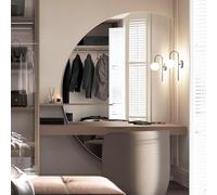 Xxbbyubo Grand Specchio da Parete Retroilluminato, Antideflagrante, Semicerchio Specchi Decorativi Intelligente con Antiappannamento per Bagno Camera da Letto Trucco, 3 Colori Dimmerabile(Right cut,43