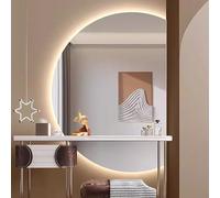 Xxbbyubo LED Dimmerabile Specchio da Bagno, 120/130cm Semicerchio senza Cornice Specchio Cosmetico Retroilluminato, Anti-Nebbia/3 Colori di Luce(Left half,43" Lx28 W)