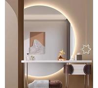 Xxbbyubo LED Dimmerabile Specchio da Bagno, 120/130cm Semicerchio senza Cornice Specchio Cosmetico Retroilluminato, Anti-Nebbia/3 Colori di Luce(Right half,43" Lx28 W)